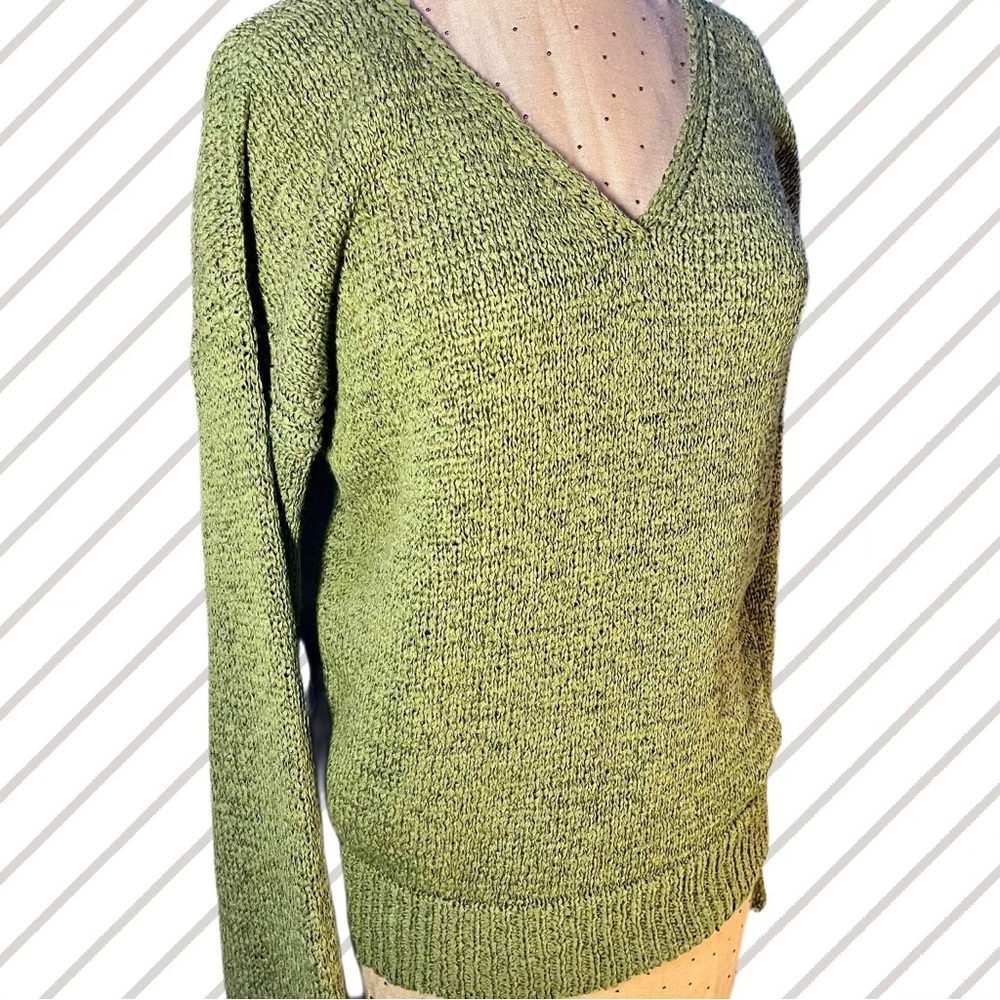 J. Crew Green Knit V-Neck Sweater - Size Small